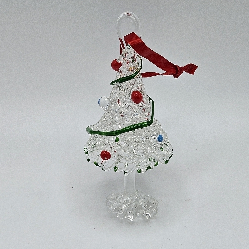 VINTAGE Spun Glass Colorful Christmas Tree Holiday Ornament